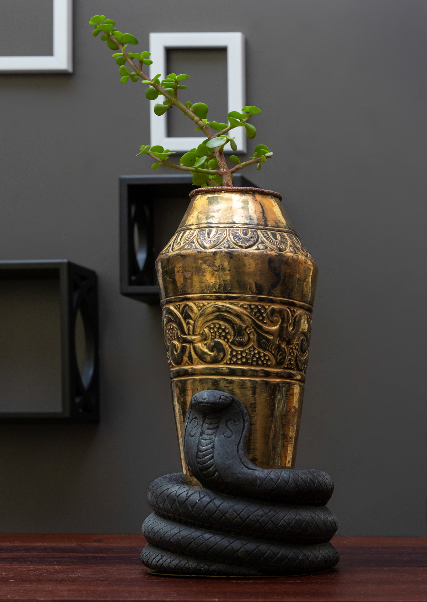 Serpentine Brass Vase