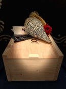 brass engraved  shankh conch with Lord vishnu motif is kept on akkaara hamper box