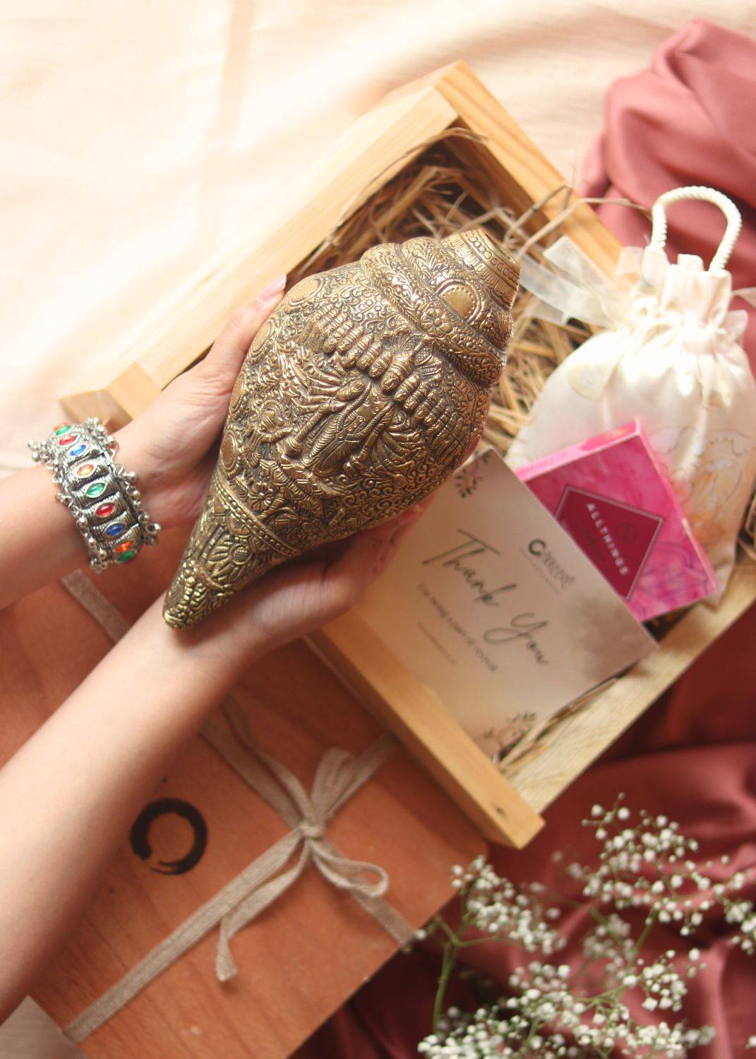 Brass Shankh Naad Hamper – Luxury Diwali Gift Set
