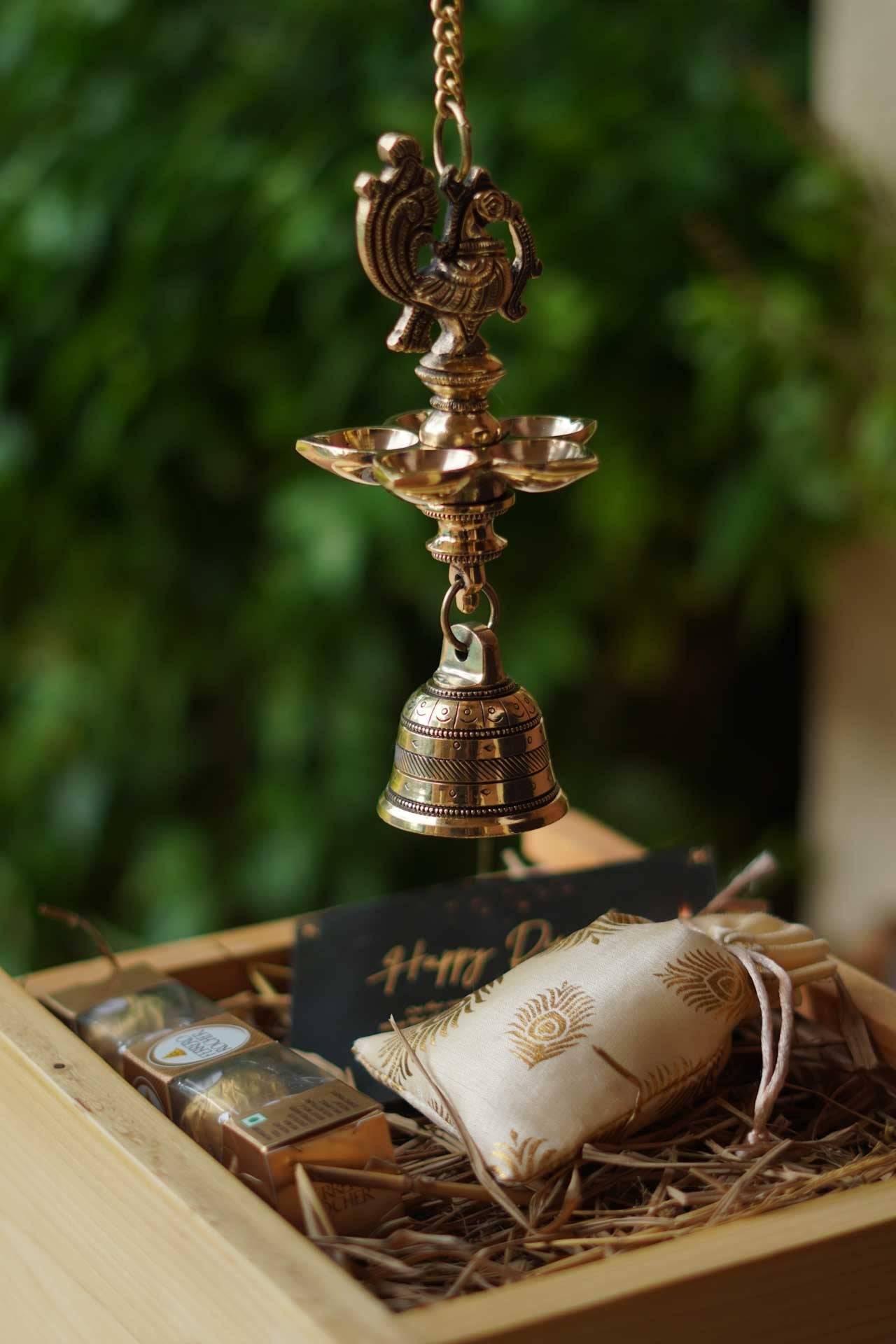 Brass Hanging Diya Hamper – Festive Oil Lamp Gift