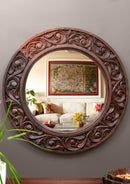 Hand-Carved Convex Wall Mirror