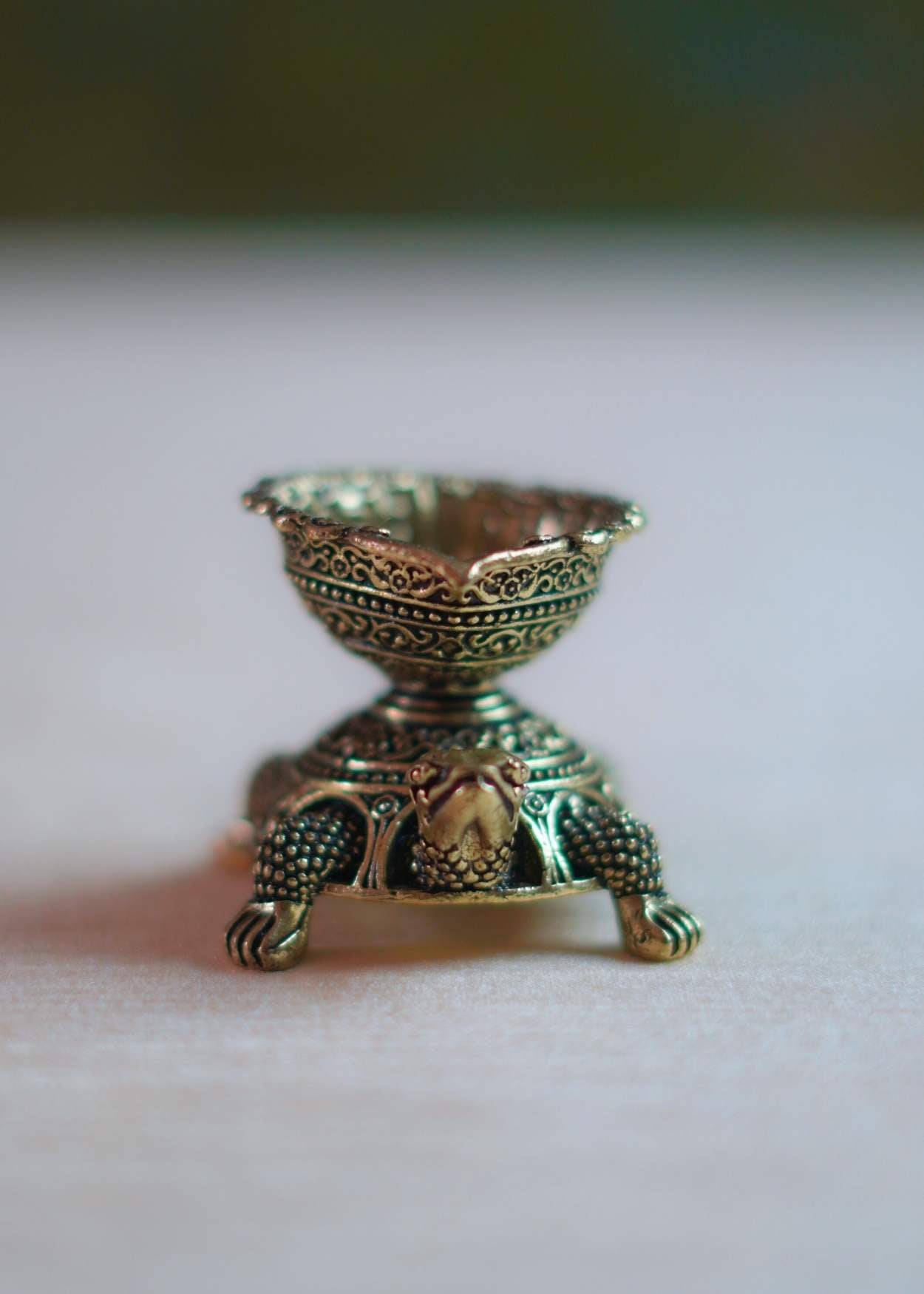 Brass Tortoise Diya – 1.5 Inch Vastu & Feng Shui Good Luck Lamp