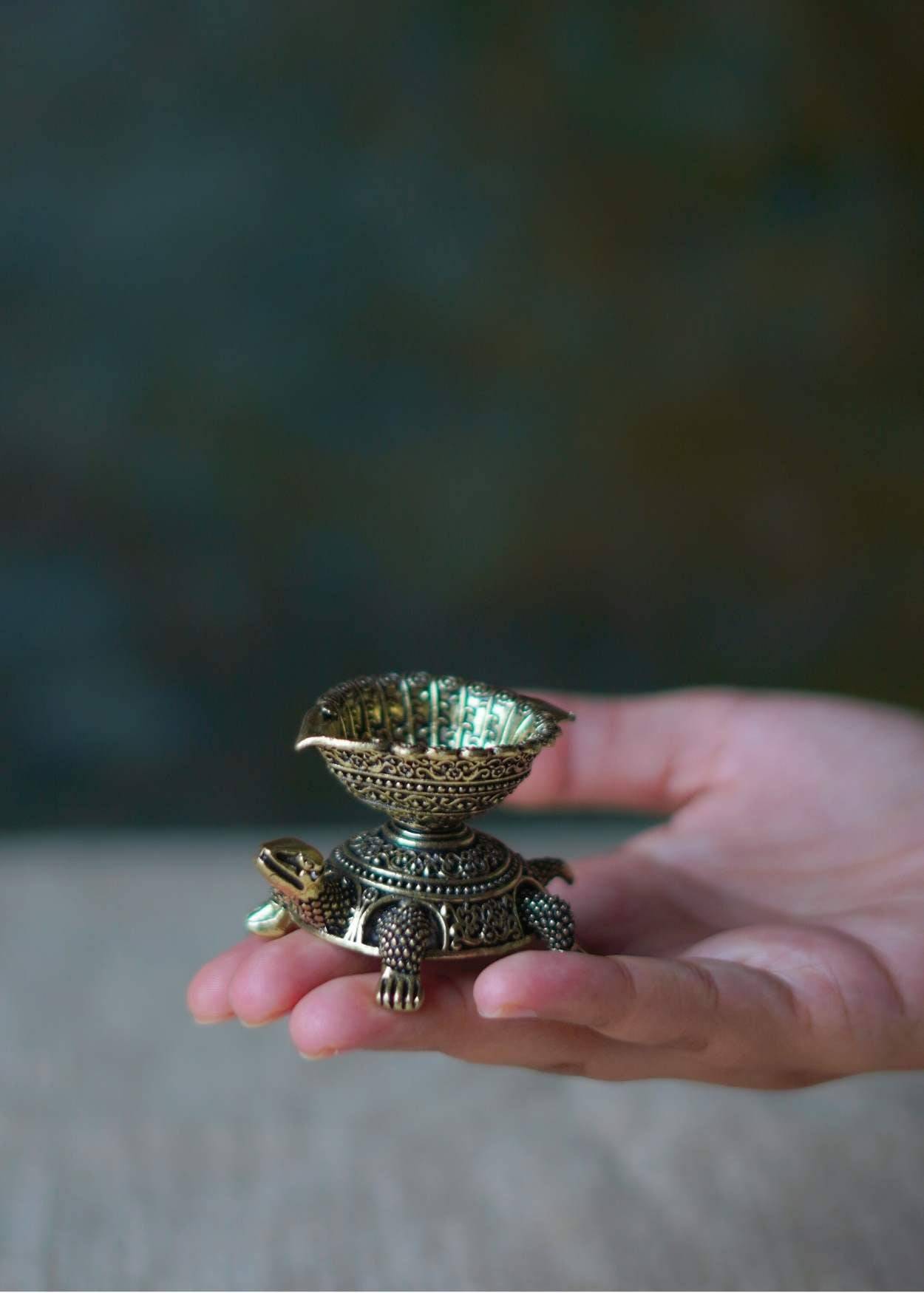 Brass Tortoise Diya – 1.5 Inch Vastu & Feng Shui Good Luck Lamp