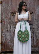 Handmade Crochet Shoulder Bag – Boho Green Tote