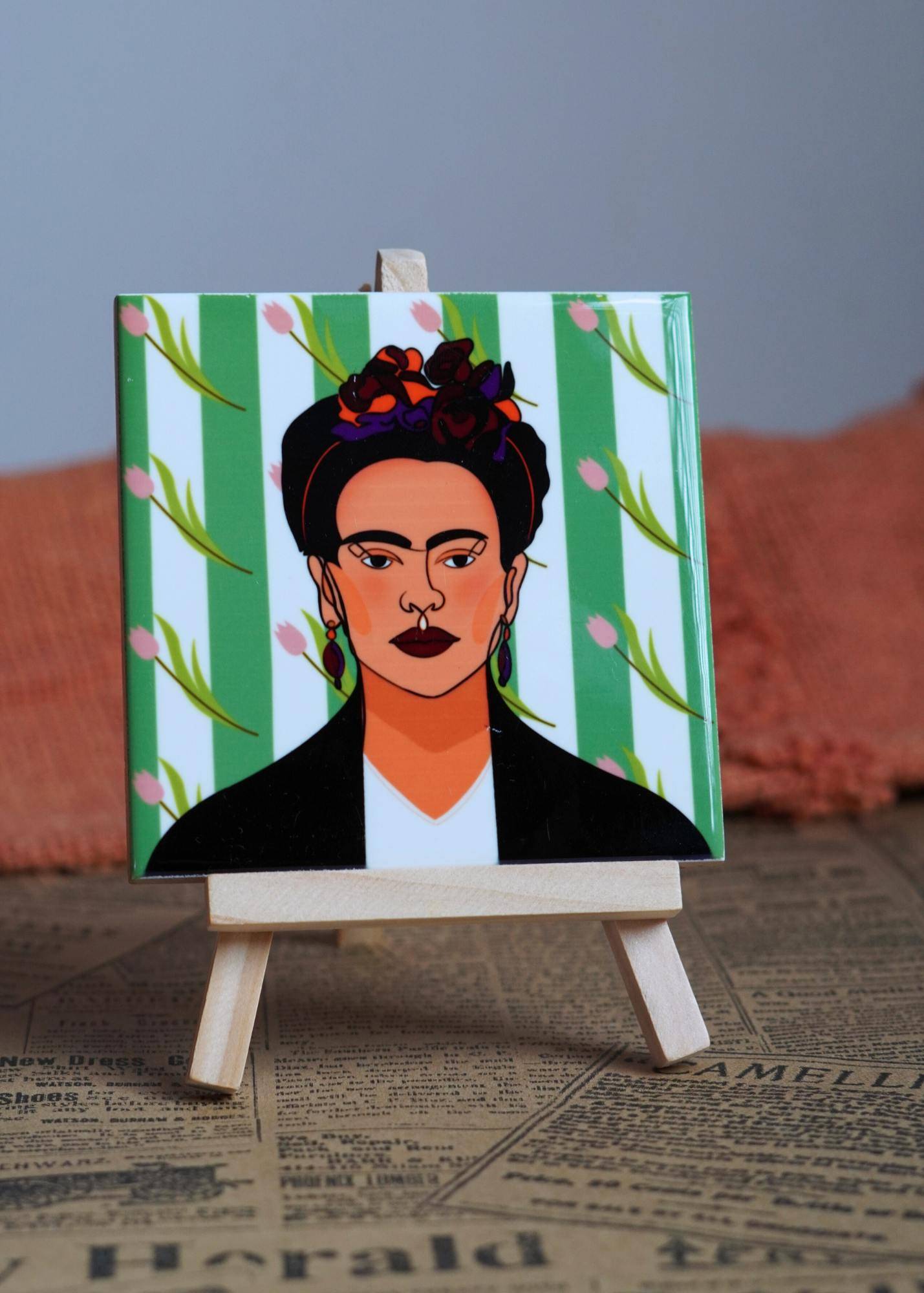 Frida Kahlo Cup & Coaster Set – Handcrafted Artistic Ceramic Mug with Matching Coaster