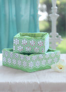 Embroidered Box - Pastel Green