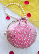 Mirror Work Potli - Pink