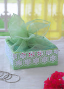 Embroidered Box - Pastel Green