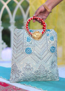 Zari Work Bangle Clutch Bag for gifting - Pastel Blue