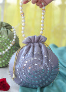 Mirror Work Potli - Pastel Lavender