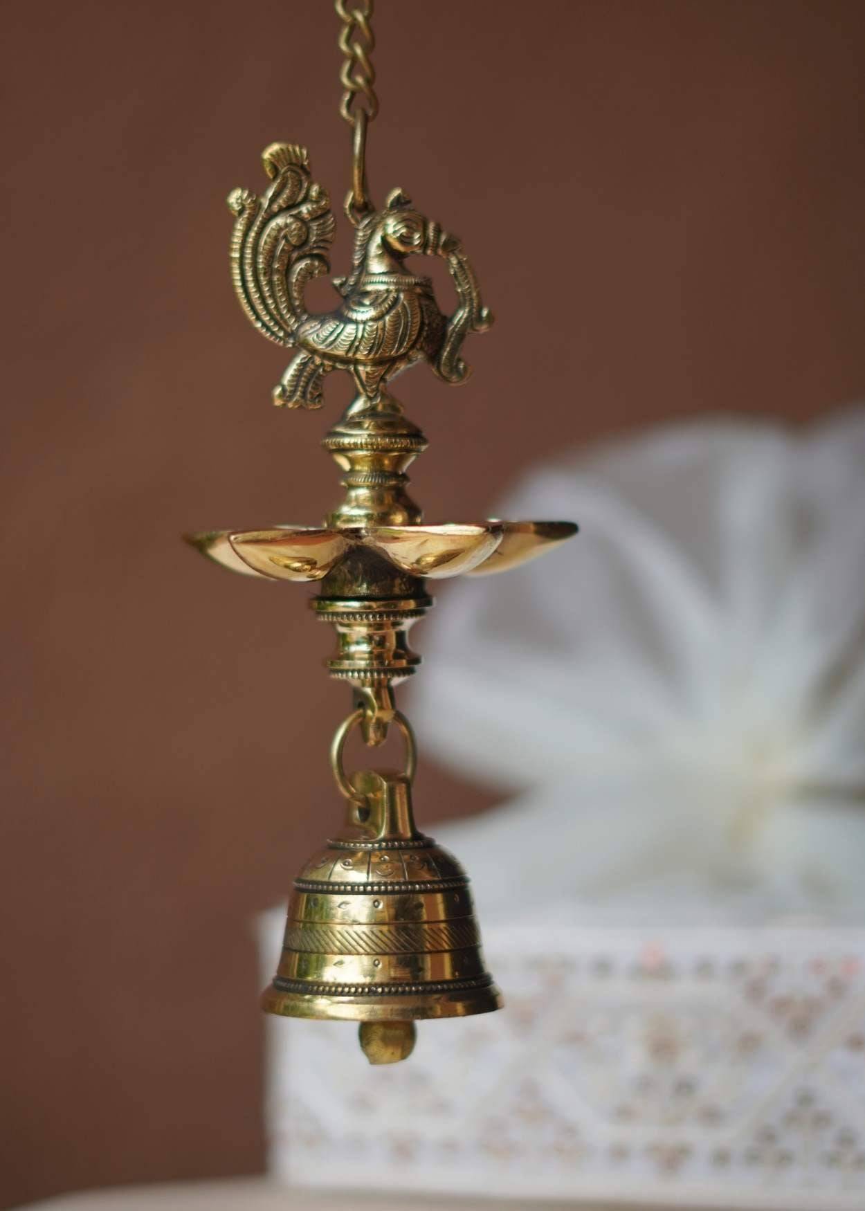 Large Brass Peacock Hanging Diya Hamper – Luxury Corporate Diwali Gift with Cashews & Chocolate | Akkaara India