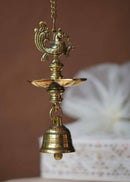 Large Brass Peacock Hanging Diya Hamper – Luxury Corporate Diwali Gift with Cashews & Chocolate | Akkaara India