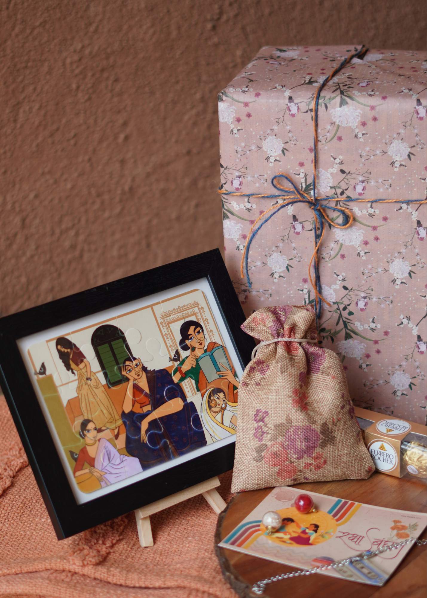 DIY Puzzle Wooden Frame Rakhi Hamper for Art Lovers